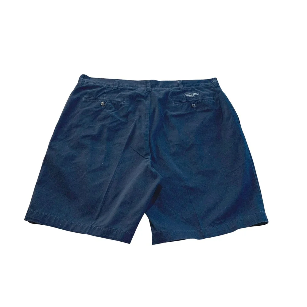Polo Ralph Lauren Tyler Short Mens 38 Navy Blue Pleated Chino Preppy Classic Dad
